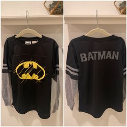 Kids Youth Toddler Batman Jersey Logo Long Sleeve Shirt Size 6