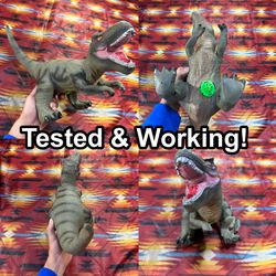 Green T-Rex Dinosaur Rubber Toy Figurine Rubber 12” With Roar Noises TESTED!