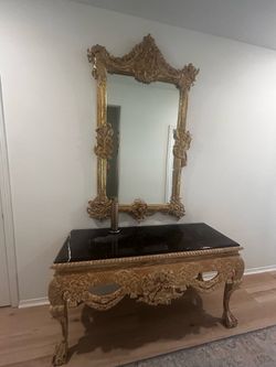 Table and mirror as set