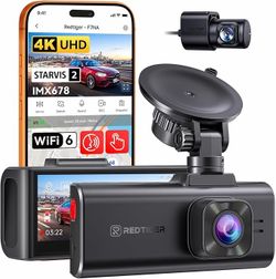 REDTIGER 4K Dash Cam Front Rear Voice Control Car Camera, WDR, HDR Night Vision, GPS, No SD Card