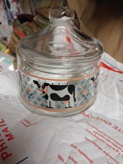 Vintage Cow Candy Jar With Lid