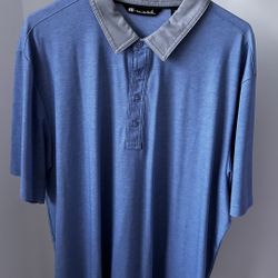 Stylish Travis Mathew Men’s Polo – Blue/Grey, Versatile & Comfortable