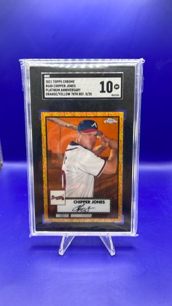 2021 Topps Chrome Chipper Jones Platinum Anniversary 8/25 SGC10