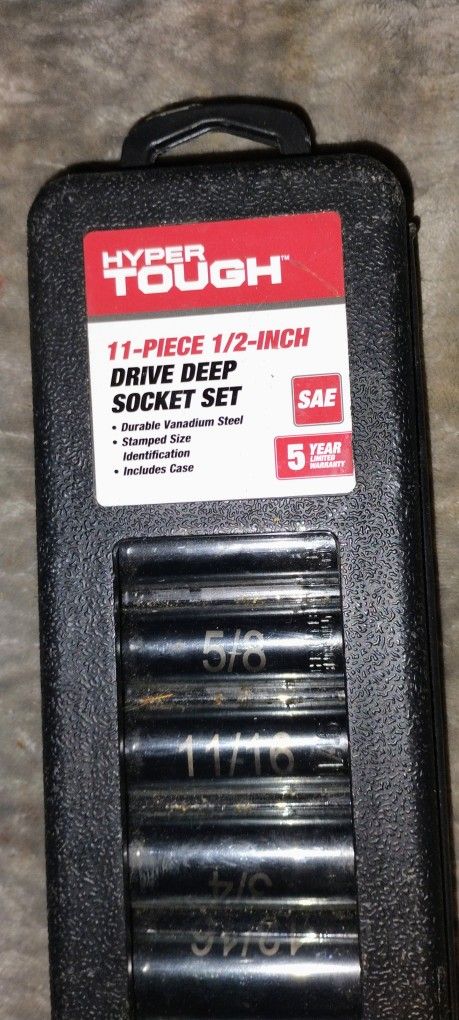 Hyper Tough 11 Piece Sae 1/2" Deep Socket Set