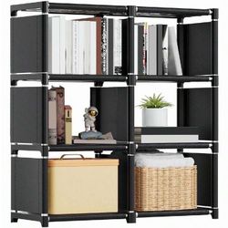  6-Tier Book Cabinet Rack Shelf Bookcase Bookshelf Storage Rack Organizer Shelf , Five-Level Display Unit For Living Room, Bedroom, Office, Black