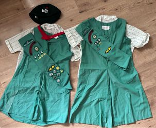 Vintage Girl Scout Uniforms and 1972 Official Girl Scout Guide book