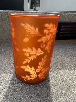 Orange Frosted Glass Candle Holder