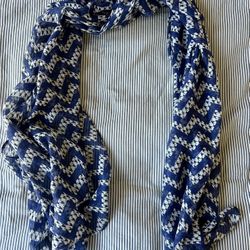 Blue and white chevron fashion scarf