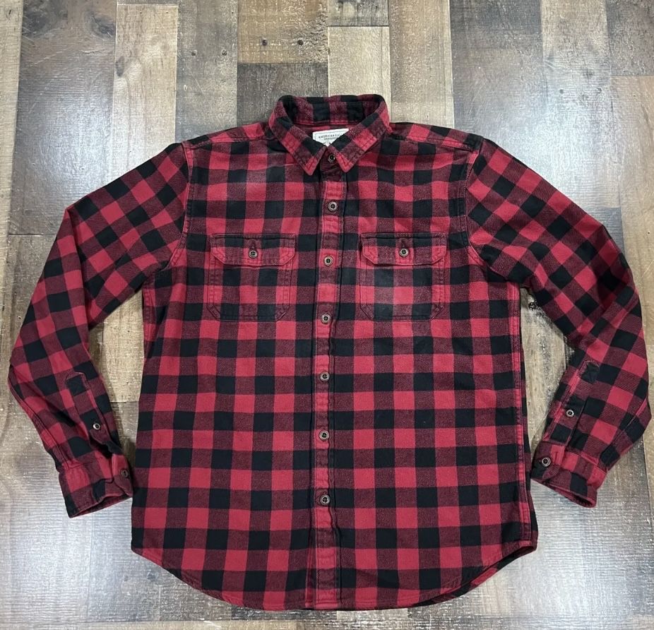 Buffalo Plaid Flannel Shirt Men's M Red Black Check Lumberjack Grunge