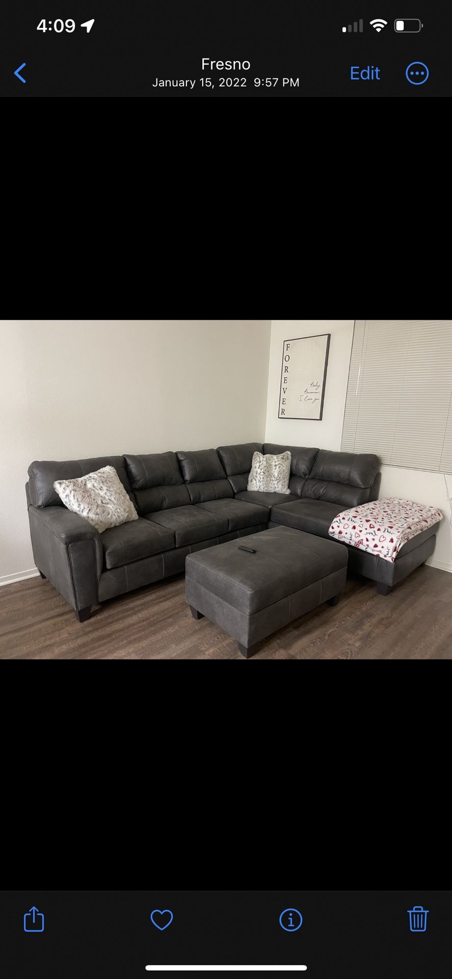 Lane Furniture — Navigation Grey Sectional And Ottoman