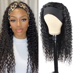 14 Inch Wavy Human Hair Headband Wig Unti Weave 