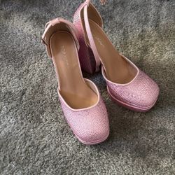 Chunky Pink Sparkly Heels