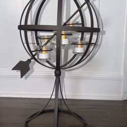 Metal Amilliary World Globe With Arrow Tealight Holder 20” Tall