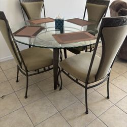 Dining Set With 4 Chairs Beige 