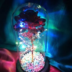 😍🎁Perfect Gift‼️🥀 Extremely beautiful Multicolor Blinking Eternity love Rose 🌹Inside a Glass dome with an on and off switch.Brand new in a very ni