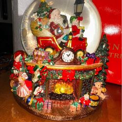 Retired 2000 Christopher Radko Snow Globe. Trim A Tree-O "Jingle Bells" Musical, Light, Blower. #588567 This adorable Christmas scene has a light up f