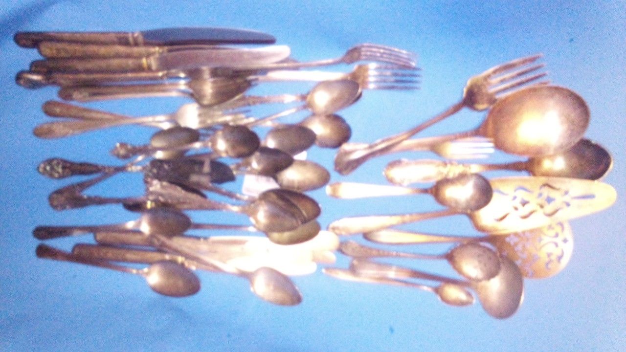 Antique Flatware silverware 42 pieces Sterling Silver Vintage Victorian Spoon Fork