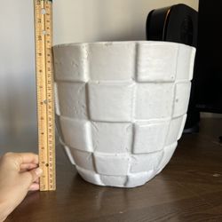 White 9” Medium Ceramic Pot For Plant