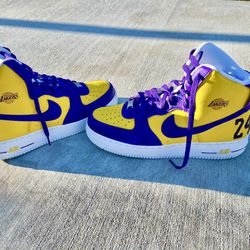 Nike Air Force Ones Purple and Yellow Custom