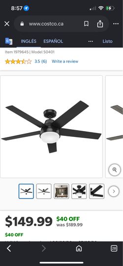 Hunter AeroSync 50-in Smart Ceiling Fan (Matte Black)