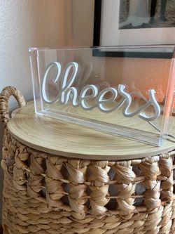 Acrylic bar cart “Cheers” sign