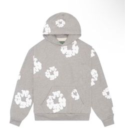 Grey and white Denim Heart Hoodie