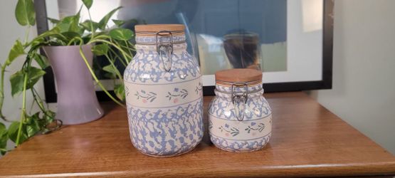 Vintage CSI California Suburban Industries Spongeware Ceramic Canister Set