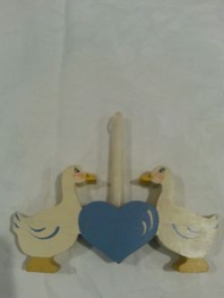 Wooden painted duck candleholder