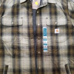 Carhartt Sherpa Lined Snap Button Flannel Jacket Size Medium