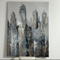 Set Of 2 Skyline / Downtown  Art Painting on Canvas No Frame 35x47”
