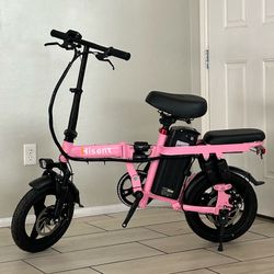 🌸 Pink Electric Bike E-Bike Folding Ebike 21MPH 35 Mile Range Pedal Assist