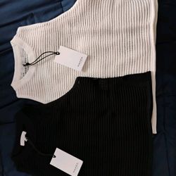 Naked Cashmere Womans Tanks Essence Black And White 