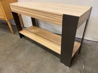 ANTOINE PROULX Industrial Style Natural Finish Wooden Console Table with Drawer