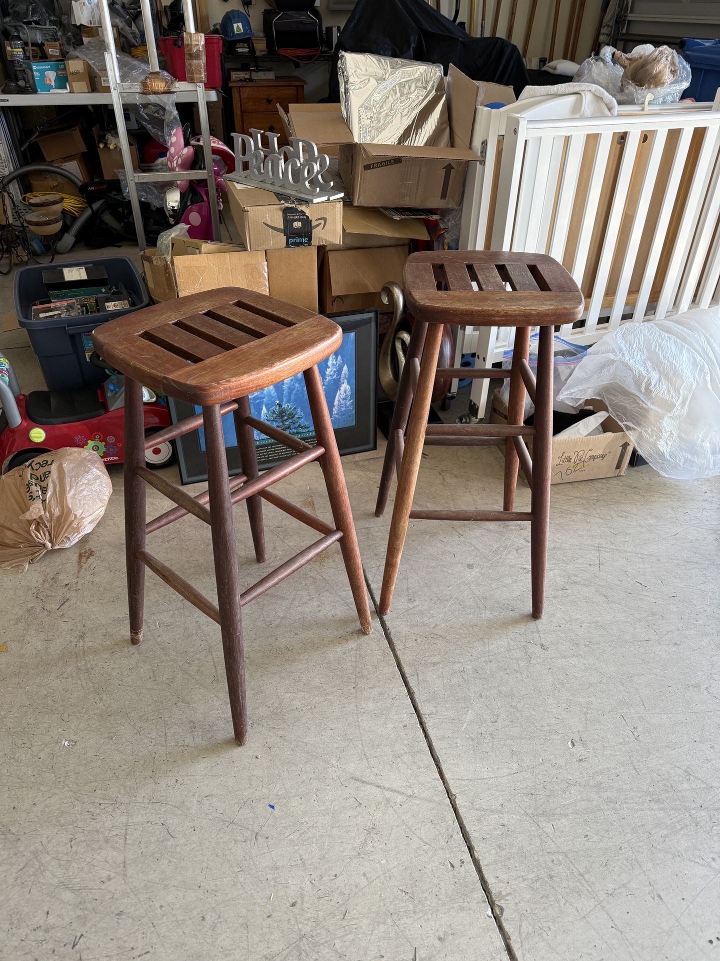 Two Stools Wooden Nice 29”