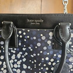 Kate Spade Black, White & Blue Polka Dot Crossbody Satchel w/Handles. Rare. NWOT
