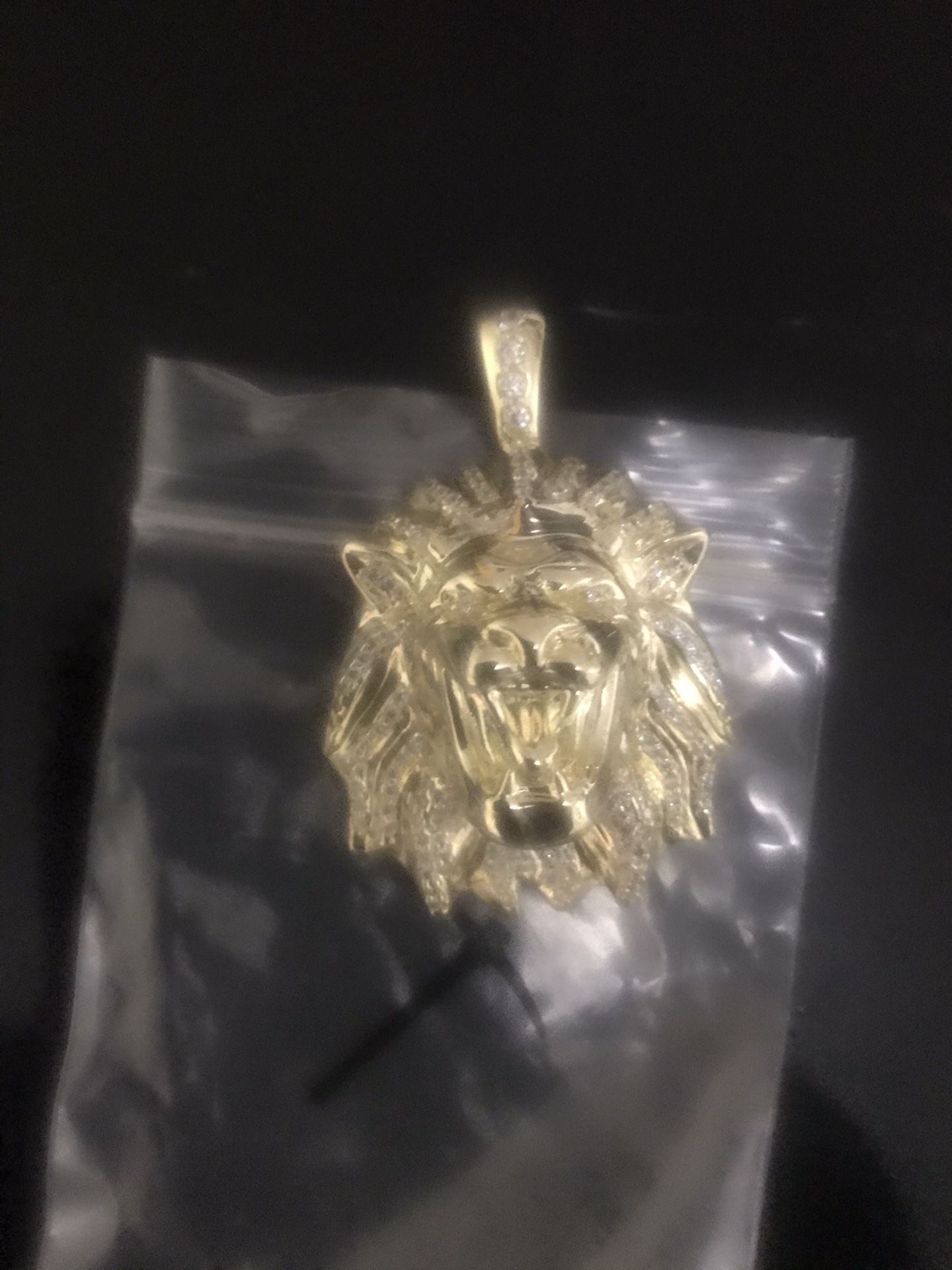 Iced Lion Gold Plated Pendant + Gold Chain