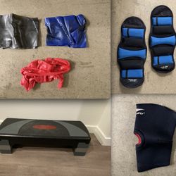 Home Exercise Bundle: Stepper, Resistance Bands, Ankle Weights, Knee Sleeve