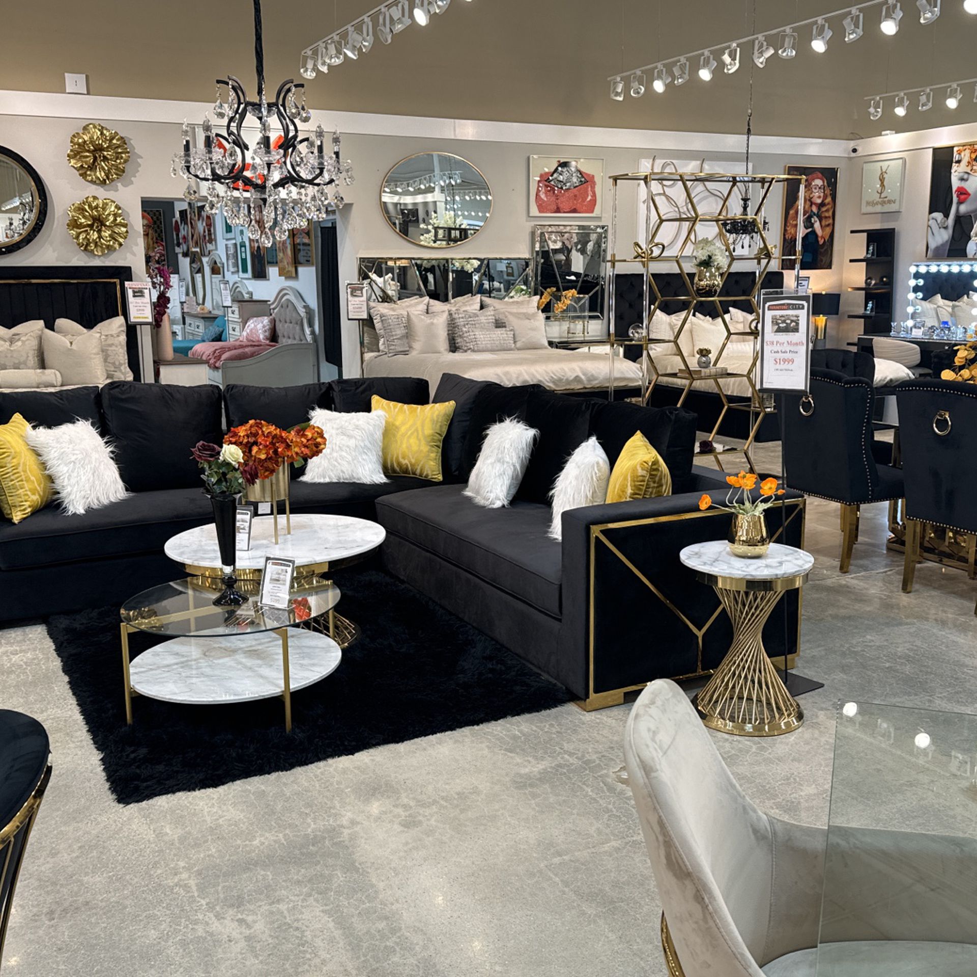 Luxury Sectional Black And Gold