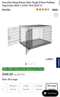 Ultra Tough 2-Door Folding Dog Crate, 48.6" L X 31.1" W X 32.6" H Dog Kennel With Slide In Pan 