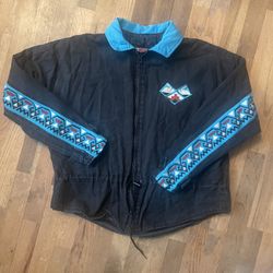 Vintage 90s Cameo Rose Aztec Western Workwear Jacket L Made in USA