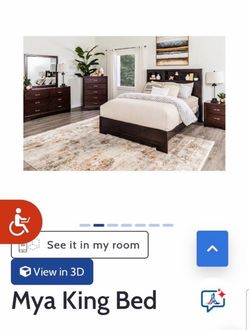 Mya King Bed Dark Wood Bookcase Headboard