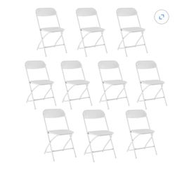 CONCETTA Plastic Folding Chair Set of 10 for Indoor/Outdoor, White