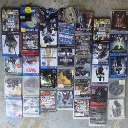 LOT OF 33 USED PLAY STATION GAMES PLUS 4 SEPARATE  NO CASE AND 2 CARTRIDGES. ...EVERYTHING AS IS  FOR $36