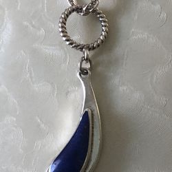 LAPIS pendant necklace sterling silver 925,Mexican hand made,20” long Italian chain,11.97grams