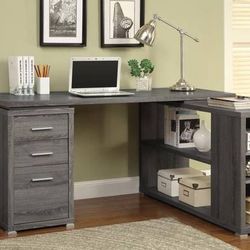 Reversible L-Shaped Desk Dark Gray Finish $599! WOW!!