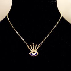 Beautiful Evil Eye Gold Plated Necklace 