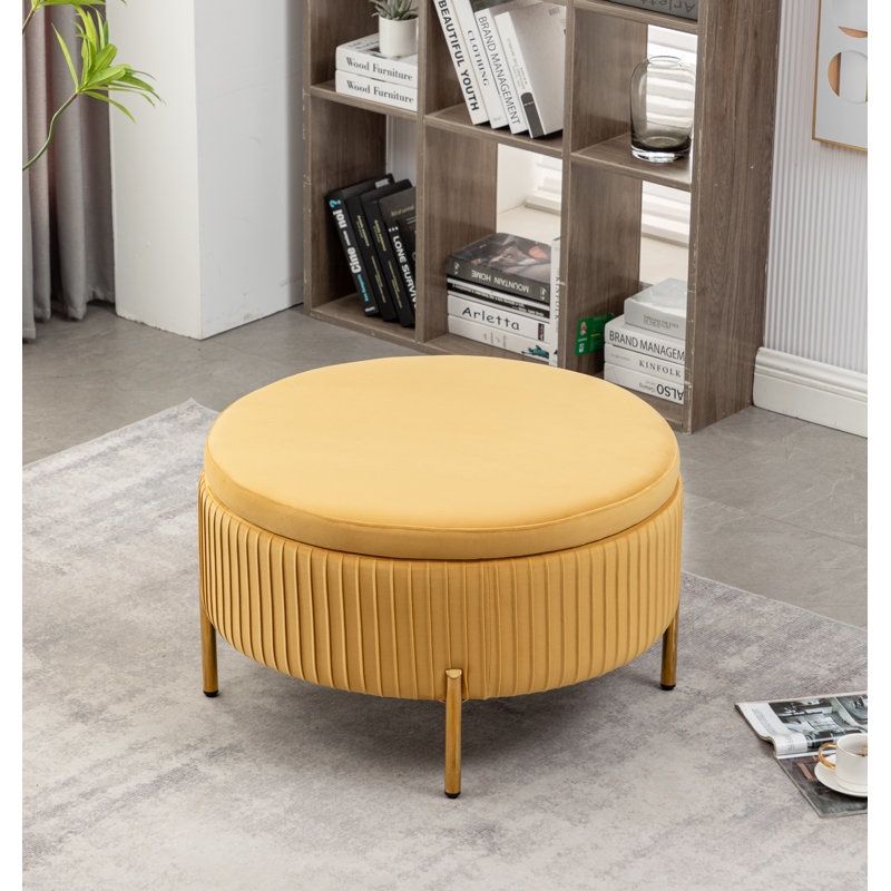New 30”Luxury Modern Upholstered Storage Ottoman Living Room Furniture Bedroom Furniture Home Decor Yellow New in box WF21101 Yellow Mariantonietta U