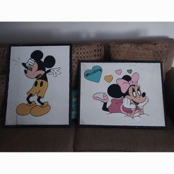 MINI AND MICKEY MOUSE REAL PAINTINGS ON CANVAS $30 for BOTH
