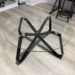 Modern 31.5" Round Tempered Glass Coffee Table