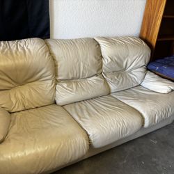 MUST GO!! Used Leather Couch, Beige